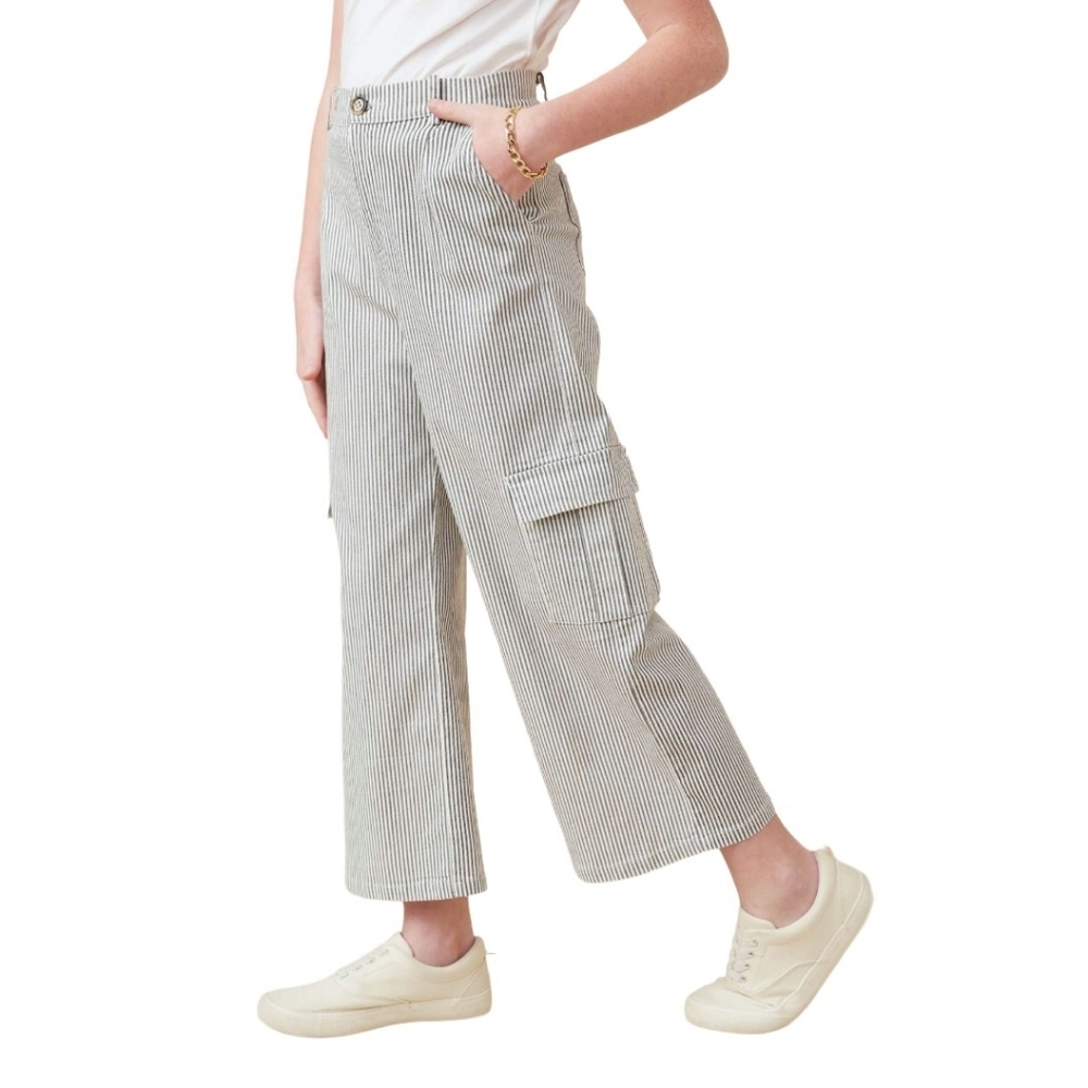 Hayden Girls Stretchy Pinstripe Cargo Carpenter Pants (XL)